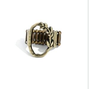 Greek Garden Brass Ring Trendy Fashion Jewelry Paparazzi Brass Leaf